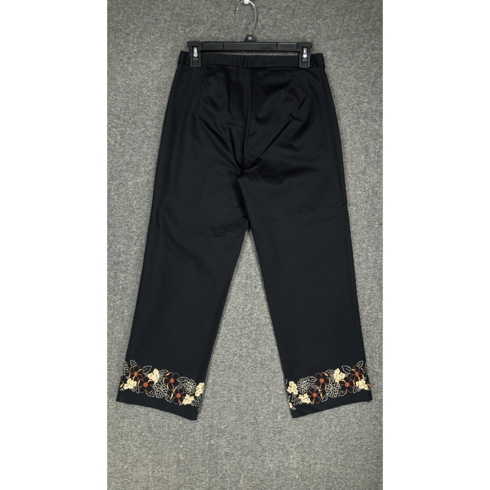Vintage Geoffrey Beene Sport Cropped Pants Floral Embroidered Woman's 4 Stretch - Picture 12 of 12